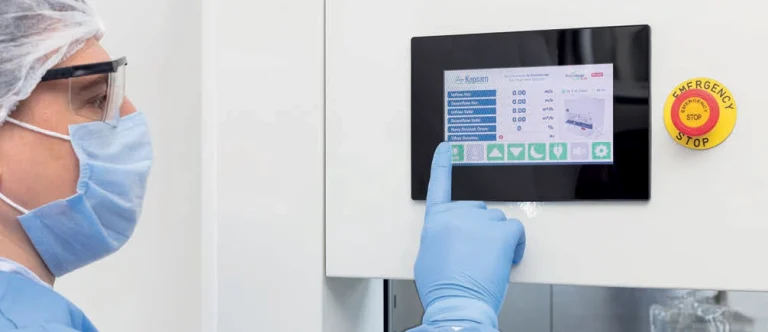 Biological safety cabinet in use