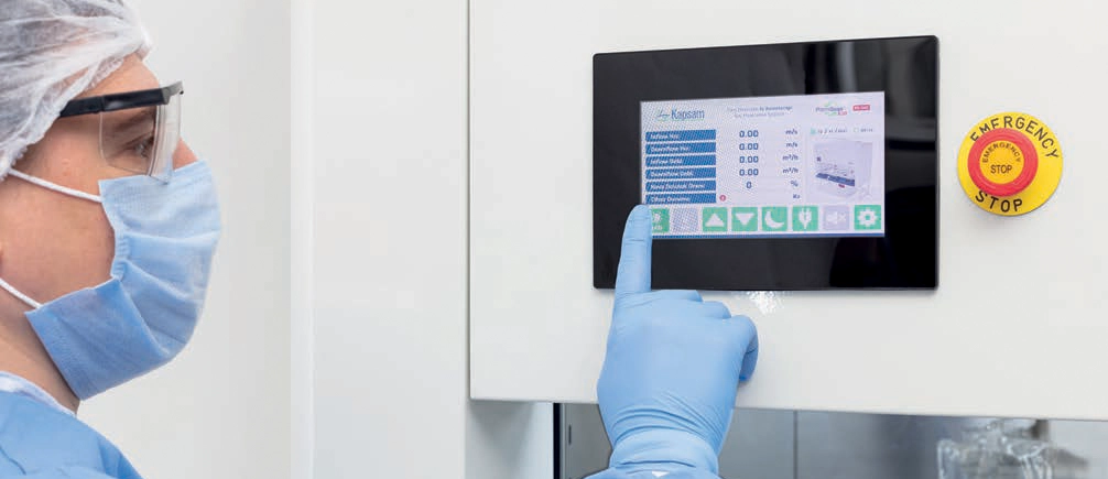 Biological safety cabinet in use